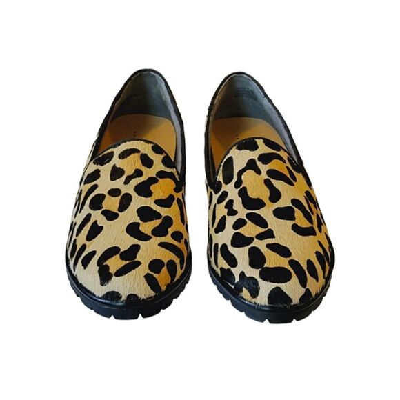 Me Too Cario Calf Hair Leather Leopard Print Slip-on Loafer Shoe Size 7.5 - Picture 2 of 9